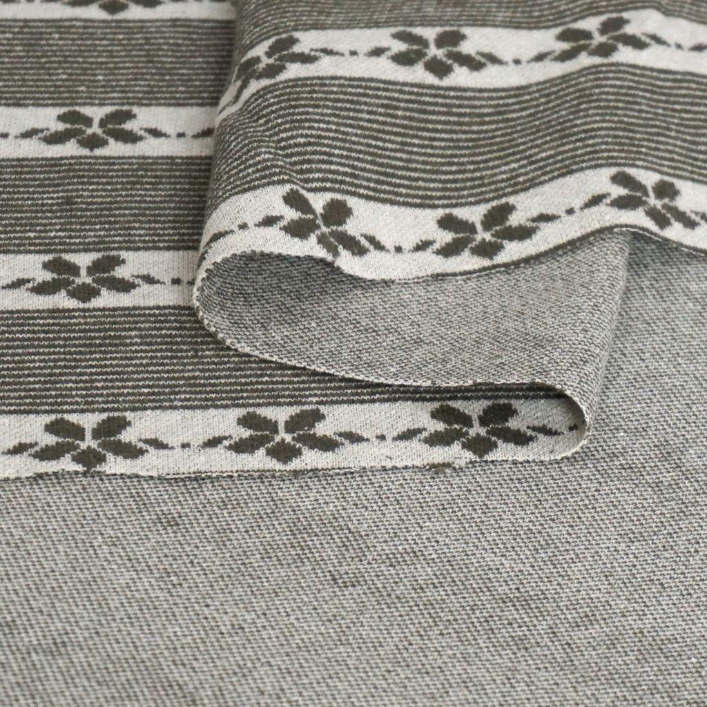 Jacquard-Strick Blumenmuster Streifen Tracht olivgrün